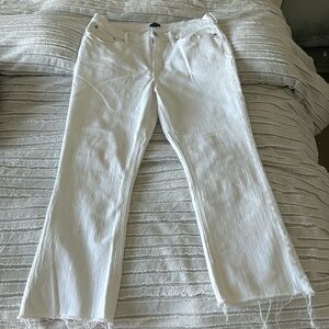 J Crew Mid-rise flare cropped white jeans with slight stretch — Size 31